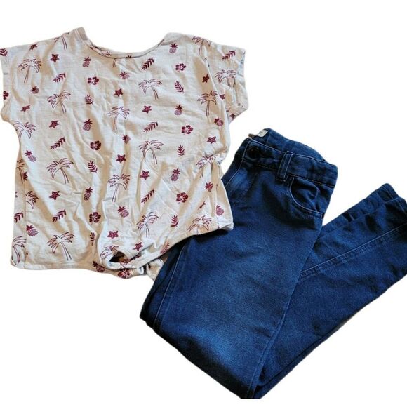 Girls Size 10/12 Pineapples, Palm Trees & Jeggings - Picture 1 of 5